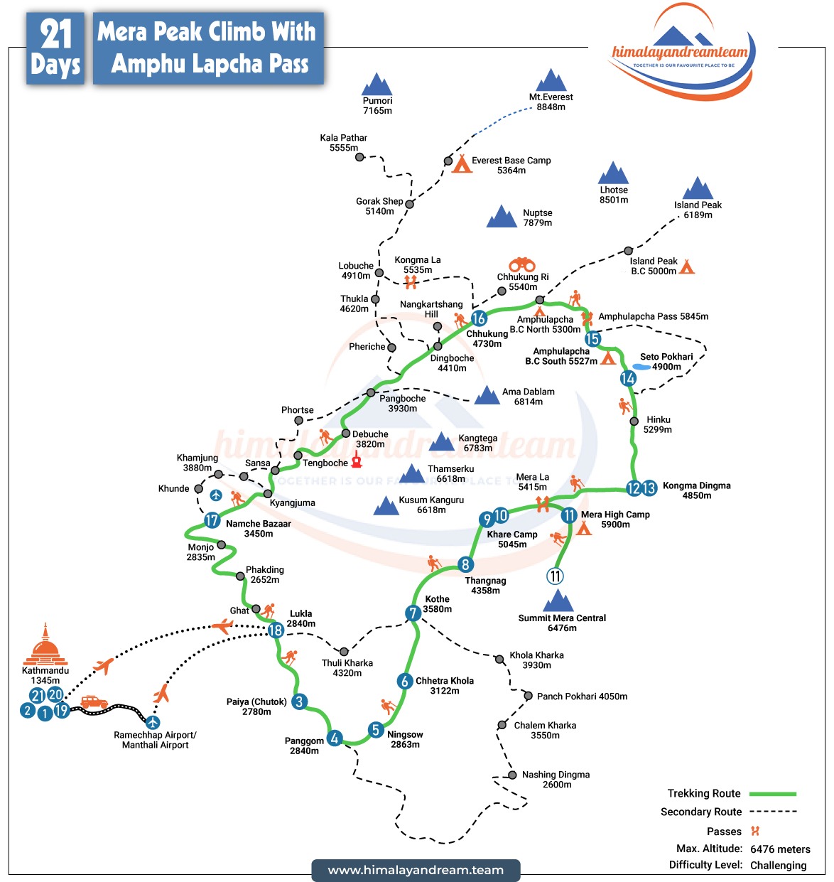 Mera Peak Climb With Amphu Lapcha Pass route map